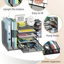 Aimall Office File Rack Storage Rack, Multi-Layer Desktop Storage Rack, Office Supplies File Storage Rack - Black - View 6
