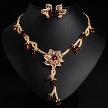 3件套复古优雅首饰套装，项链套装，女士项链，女士首饰套装，配饰，配饰套装，钻石项链，吊坠，首饰，项链，耳环，花卉，首饰套装，女士首饰，婚礼，婚礼配饰，适合女士/新娘/伴娘/节日/派对/婚礼/宴会，情人节礼物 - 首飾套裝 - 查看 11