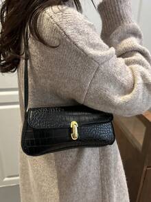 2026 Spring/Autumn New Arrival Unique Chic Baguette Bag, Underarm Bag, Minimalist Shoulder Handbag For Women - Black - View 2
