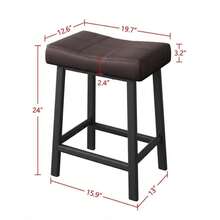 24 Inch Bar Stools Set Of 4, Counter Height Upholstered Backless Saddle Barstool 24 Inch Bar Stools Set Of 4, Counter Height Upholstered Backless Saddle Barstool - Chocolate Brown - View 3