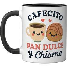 Cafecito Pan Dulce Y Chisme Cute Ceramic Mug, BlackWhite - 11oz1pc - View 2