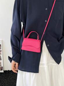 Bolso de mano minimalista de unicolor estilo coreano, nueva bolsa de hombro de moda, elegante bolso cruzado cuadrado personalizado para mujeres - Multicolor - Ver 6