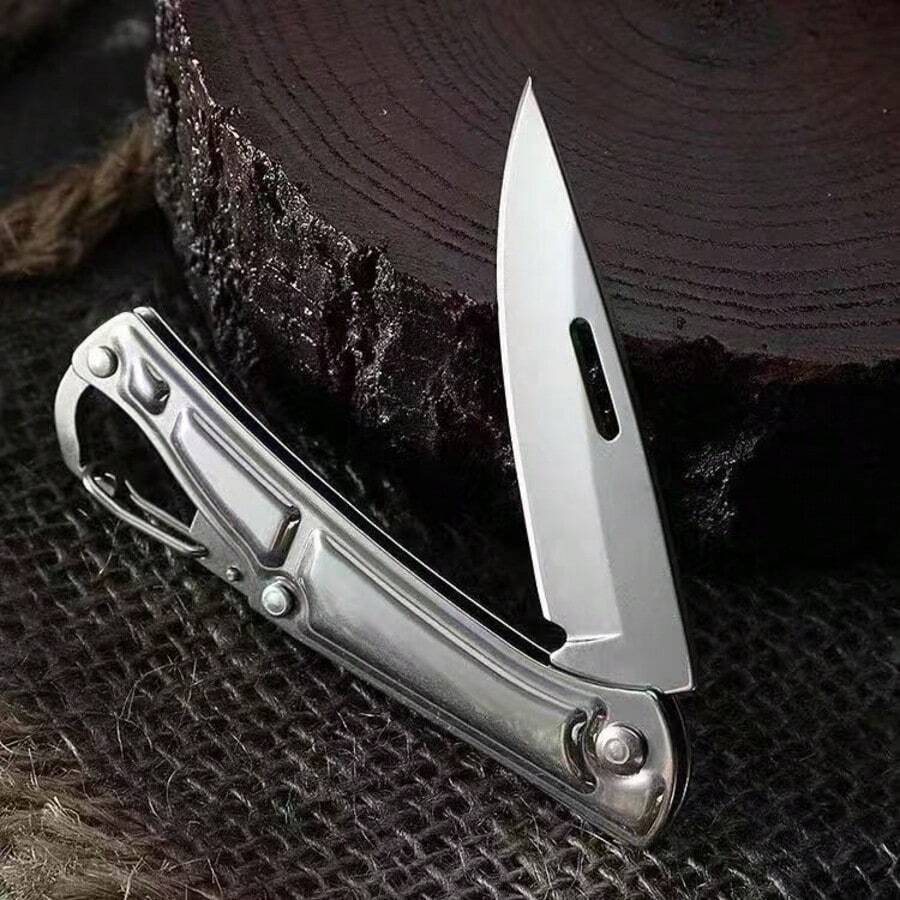 Mini Portable Pocket Knife Keychain Stainless Steel With Folding Buckle Hook For Camping, Fishing, Hiking, Construction - A - 查看 1