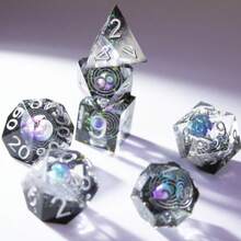 7pcs Resin Dice, Starry Sky Theme Dice, Handmade Resin Polyhedral Dice, RPG Tabletop Games, Math Teaching, Halloween Gift Dice Accessories D20 D12 D100 D8 D6 D4 - Multicolor - View 4