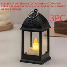 3/6pcs Plastic Mini Lanterns, Hollow Top Design For Easy Carrying, Flameless Warm Light, Retro LED Electronic Plastic Decorative Lamps, Home Decor Accents, Atmosphere Lights For Bedroom, Living Room, Camping, Outdoor, Dates, Picnics, Crafts - Hollow Out Four-corner Lantern - View 11