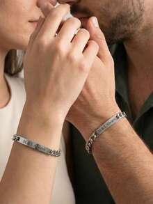 Pulsera personalizada para parejas - Personalizable con nombres y fechas, regalo para parejas, amantes, mejores amigos, joyería conmemorativa de aniversario - Pulsera - Ver 5