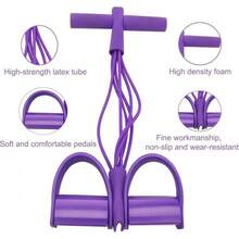 4-Tube Home Workout Resistance Band: Tones Inner/Outer Thighs, Shapes Curvy Glutes And Burns Calories Fast - Best Resistance For All Levels - Purple - View 3