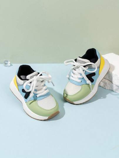 1 par de zapatos deportivos para niños, zapatillas casuales cómodas y gruesas para niños, zapatos para niños y niñas, zapatos deportivos de piel de retazos para niñas, zapatos casuales transpirables para niños para exteriores, primavera/otoño, nuevos zapatos deportivos para niños de primavera