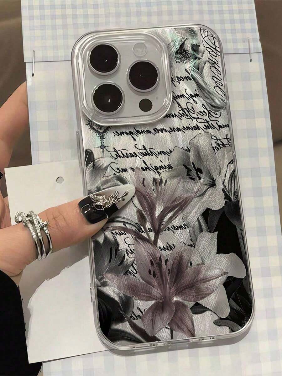 1pc Fashionable Korean Style Lace Flower Slogan Graphic Aesthetic Feather Laser Waterproof Anti-Fingerprint Anti-Scratch Transparent IMD Soft Glossy Smooth Phone Case Compatible With IPhone 16 ProMax/16/16 Pro/16 Plus/15/15 ProMax/15 Pro/11/12/13/14 ProMax/11 ProMax/12 Pro/12 ProMax/13 Pro/13 ProMax/14 Pro/14 ProMax, Chic & Creative - 款式6(1pc) - 查看 1