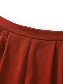 Vuslat 女士夏季纯色编织抹胸套装，优雅露背两件套，适合日常穿着、休闲、通勤、返校、街头风、户外、度假。 - 紅色 - 查看 6