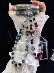 猫眼水晶手机挂绳，手机腕带，短款手机挂饰 - 彩色 - 查看 1