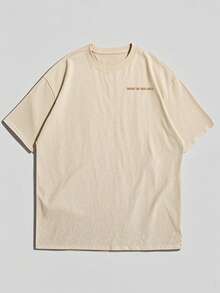 Zrgoth 男士休闲百搭简约信仰励志图案短袖T恤 - 杏色 - 查看 4