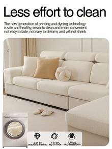 1件加厚保暖纯色泰迪绒防滑沙发垫套，简约现代柔软亲肤宠物友好防污弹力沙发套，秋冬季防猫抓沙发垫，适用于L型组合沙发和1/2/3/4座沙发 - 米色 - 查看 10