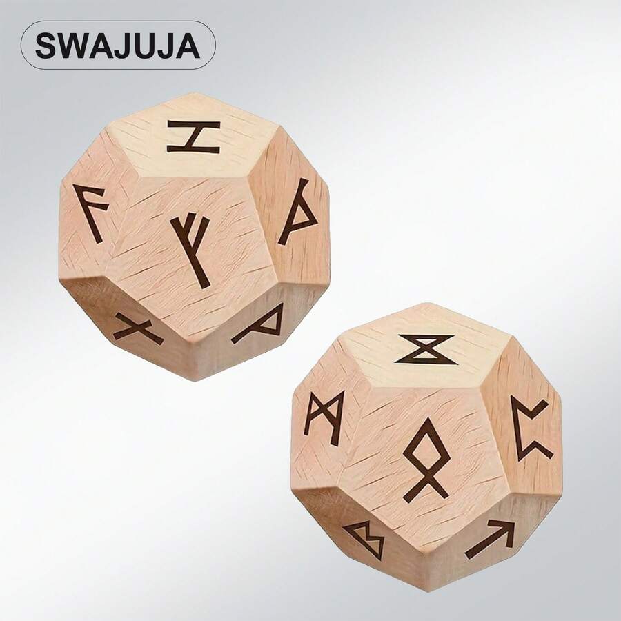 2颗高音骰子 + 2颗低音骰子 | 大型木制音乐骰子，带五线谱符号，激光雕刻，经久耐用 - 杏色 - 查看 1