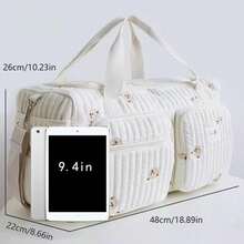 2025 New Korean-Style Large-Capacity Fashionable Diaper Bag, Suitable For Dads; Features A Multi-Pocket Design With Functional Compartments To Hold Various Baby Essentials; Zippered Closure For Easy Access To Clothing And Supplies. - 米色 - 查看 6