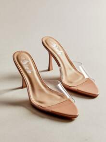 Hauture Women's Point Toe Clear Upper Heeled Sandals For Christmas - Clear - View 5