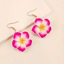 Pendientes de flor de arcilla dulce y suave hechos a mano, adecuados para el estilo bohemio de vacaciones en la playa, para uso diario en primavera y verano - Blanco - Ver 9