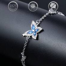 1件优雅甜美的925纯银镂空心形蝴蝶镶嵌立方氧化锆首饰，适合日常、派对、节日、约会、送礼等场合。 - 銀色 - 查看 2