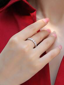 925er Sterling Silber Moissanit Ring für Frauen, hypoallergen hochwertiger Verlobungs-/Ehering, Valentinstag-/Geburtstagsgeschenk, oxidationsbeständige Geschenkbox Verpackung - Silber - Übersicht 3