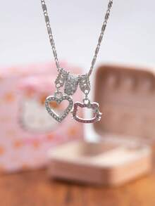 SANRIO 1 pieza Collar con colgante de gato lindo, cadena de clavícula con lazo, regalo para el cumpleaños de la novia (estilo aleatorio, sin caja de regalo) - Rosa - Ver 6