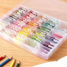 Embroidery Floss Organizer With 24 Compartments - Cross Stitch Thread Storage Box Includes 100 Plastic Bobbins, Stickers, Bobbin Winder For DIY Sewing Crafts - White - 查看 5