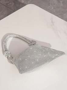 Rhinestone Decor Hobo Bag, 2026 Sparkling Rhinestone Hobo Bag For Women – Glitter Mesh Shoulder Bag With Knot Handle, Silver Crystal Evening Clutch, Y2K Aesthetic Party Purse, Versatile Crossbody Bag For Prom, Wedding & Night Out, Luxury Statement Accessory, US Fast Delivery,Perfect Bride Purse For Wedding, Prom & Party Events - 銀色 - 查看 9