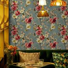 BVL 1卷 0.24毫米 复古橄榄绿花卉图案乙烯基壁纸 可移除自粘墙纸 自粘墙纸 装饰墙贴 家居装饰及配件 客厅装饰及配件 厨房壁纸 - 霧青薔薇 - 查看 10