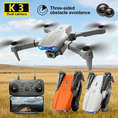 Drone con control remoto E99 Pro, cámara dual HD, cuadricóptero plegable, adecuado para principiantes, compatible con conexión WiFi, carga USB de batería de 1800mAh, tiempo de vuelo de 6-8 minutos, altitud máxima de vuelo de 1181.1 pulgadas, gran regalo para Halloween, Navidad, Acción de Gracias