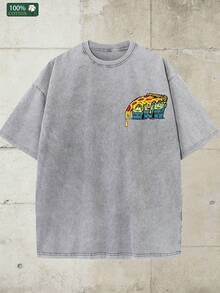 Disney-Toy Story Three Eyed Boy Pure Cotton Short Sleeved T-Shirt For Men In Summer Doing Old Water Washed Loose Large Top Pizza Planet Printed Casual Half Sleeve Parent Child Wear - 淺灰色 - 查看 5