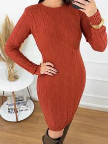 Winter Modal Knit Dress - Rust - View 2