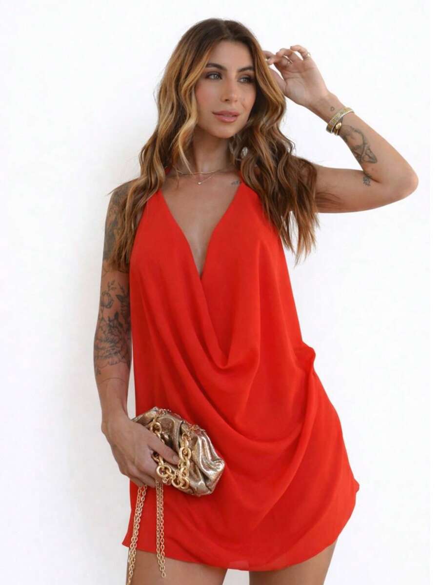 Conjunto Shorts Saia Feminino com Blusa Decote V Look Moderno e Confortável - Visão 1