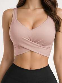 Women's Cropped Top/Blouse In Spandex With Padded Cups, Super Comfortable Neckline, Perfect For Parties, Clubs, Beach, And More. Elegant. - Rose - 查看 1