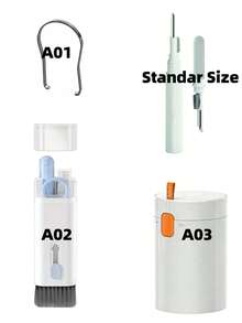 Kit de limpieza electrónico 7 en 1 con cepillo - Bolígrafo de limpieza multifuncional 3 en 1/2 en 1/20 en 1 para AirPods Pro, teclado, portátil, teléfono y monitor de computadora - Azul/Rosa/Blanco - Multicolor - Ver 10