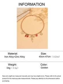 1pc Summer Cute Sweet Heart, Strawberry, Cherry, Shell, Bow Pendant Necklace, Minimalist Versatile Jewelry For Women, Suitable For Daily Wear, Dates, Photo Shoots, Parties. Chain Length Can Be Customized - Multicolor - View 5