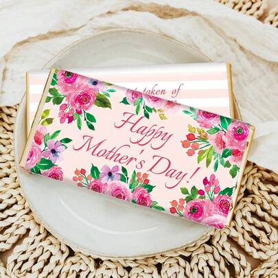 10pcs Happy Mother's Day Chocolate Bar Stickers - Floral Mother's Day Chocolate Bar Labels, Perfect For Mother's Day Gift Wrapping & Party Favor Decorations, Mother's Day Gifts