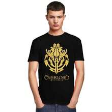 Custom Male Overlord Anime T Shirt Short Sleeve Cotton T-Shirt Leisure Ainz Ooal Gown Skull Tee Slim Fit Clothes - Black - View 5