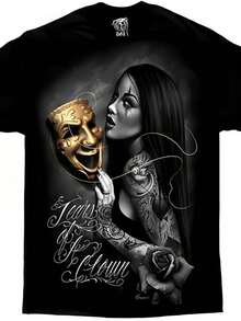 Tears Of A Clown Tattoo Lowrider Homies David Gonzales DGA Art Men's T Shirt - 黑色 - 查看 1