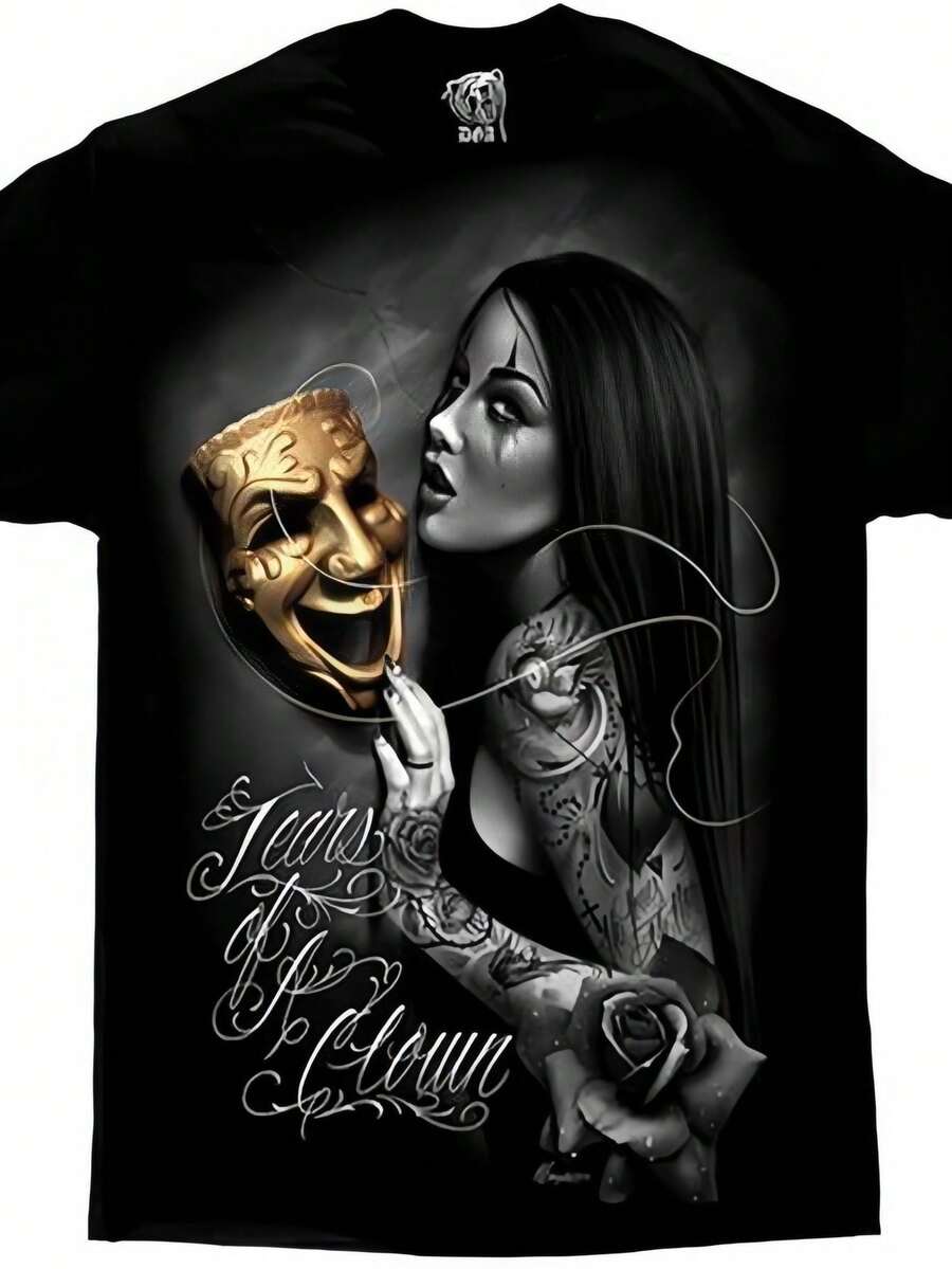 Tears Of A Clown Tattoo Lowrider Homies David Gonzales DGA Art Men's T Shirt - 黑色 - 查看 1