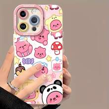 Osos rosas de dibujos animados y otros adorables elementos. Esta elegante funda para teléfono es compatible con Samsung, Apple, OPPO, , etc. Fabricada en TPU flexible, resistente a golpes y arañazos, ofrece una excelente protección contra caídas y un agarre cómodo. Es un regalo ideal para familiares, amigos y seres queridos, y una opción perfecta para festivales. - Blanco - Ver 2