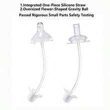 SAIDAH 10oz Shell-Shaped Baby Feeding Bottle With Silicone Straw, Anti-Spill Anti-Leakage, Children's Training Cup With Handle & Weighted Ball, Comes With Extra Nipple & Straw - Multicolor - View 12