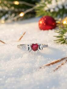 1 chiếc nhẫn bạc 925 có thể điều chỉnh kích thước, đính đá lấp lánh, món quà tinh tế dành cho các cô gái, bạn bè và gia đình. - Bạc - Xem 6