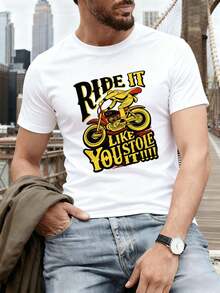 CAMISETA DE MOTOCICLETA RIDE IT LIKE YOU St ole IT Hip-Hop callejero, transpirable, gráfica - Blanco - Ver 1