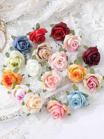 10Pcs Artificial Flower Heads, 1.77in Silk Rose Flower Heads, Suitable For DIY Handmade Materials, Spring Home Decoration, Table Decor, Wedding Flower Wall Decoration, Wreath Decoration, Photography Props, Valentine's Day Party Decoration