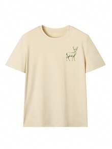 Camiseta Holgada de Fe Cristiana para Mujer, Cuello Redondo Cómodo con Estampado de Ciervo y la Frase "Gloria de Dios" y el Salmo 42:1, Estilo Casual - Albaricoque - Ver 3