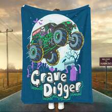 1PC 3D Monster Jam Monster Truck Cartoon Blanket, Edgy Gift For Motorsports Fans, Themed Man Cave Decor, Retro Sci-Fi Party Accent & Race Day Souvenir,Soft Throw Blanket For Home Bedroom Bed Sofa Picnic Travel Office Cover Blanket - nhiều màu 5 - Xem 4