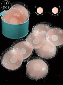 2/10pcs Reusable Lift Up Backless Bra Petals, Seamless Invisible Self-Adhesive Nipple Cover, Non-Slip Discreet, Suitable For Various Occasions - Baby Pink - View 4