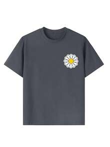 Tween Girls' Casual Graphic Print Crew Neck Short Sleeve T-Shirt, Summer Top - Dark Grey - View 8