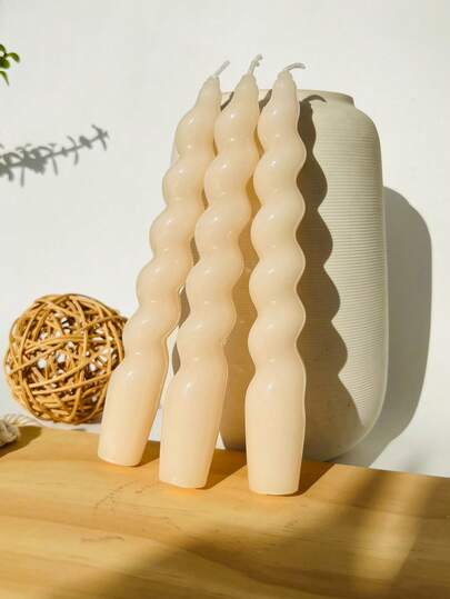 3個入りスパイラルテーパーキャンドル、長さ18cm、底径2cm、燃焼時間6時間、ドリップレス、コーン型デザイン、無香料、ディナーパーティー、ウェディングデコレーション、ハロウィン、秋、休日、冬、ルームデコレーション、誕生日プレゼント、卒業式などに適しています