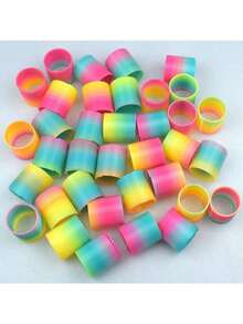 1/3/5/12/16/24pcs Mini Rainbow Circle, Pattern Random, Random Color, Holiday Party Decompression Set, Work Fidget Gifts, Carnival Prizes,Goodie Bags Fillers,Stocking Stuffers,Party Prizes - Multicolor - View 5