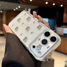 1个ins风3D粉色爱心樱桃金属蝴蝶结保护壳，全包防震，兼容 11/12/13/14/15/16/17系列，送给家人、朋友、节日的理想礼物 - 無色 - 查看 2